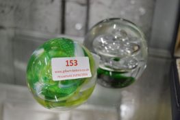 Two Glass Paperweights Including Caithness