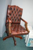 Chesterfield Red Leather Captains Chair