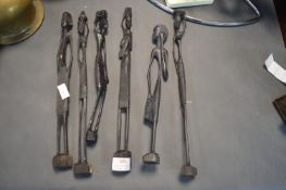 Six Small Carved African Figures