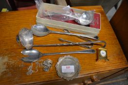 Small Sterling Silver Dish, Plated Ladles, etc.