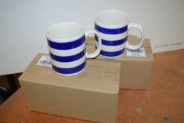 *Four Blue & White Stripped Mugs