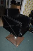 Black Leatherette Gas-Lift Salon Chair