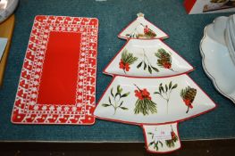 Two Christmas Serving Dishes