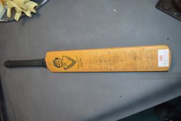 Miniature Cricket Bat Signed by Gloucestershire C.C. for David Graveney Benefit 1986