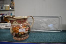 Pottery Jug and a Glass Tray