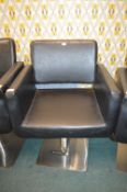 Black Leatherette Gas-Lift Salon Chair