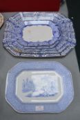 Victorian Blue & White Meat Dishes etc.