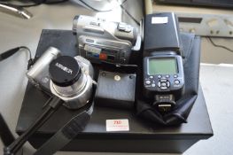 Minolta Timage Z1 Digital Camera, Medion Digicam, and Neewer Speed Light
