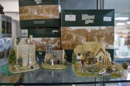 One Large and Two Small Lilliput Lane Cottages