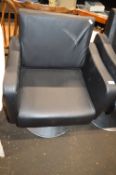 Black Faux Leather Gas-Lift Salon Chair