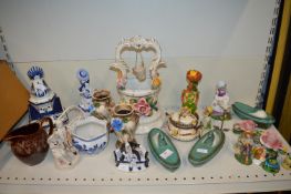 Pottery Ornaments Including Lamp etc.
