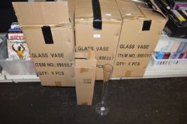 Box of 8 Long Stem Glass Vases