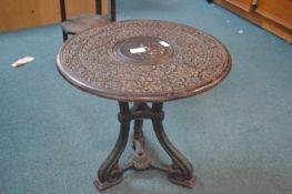Cast Iron Adjustable Piano Stool Base with Carved Oriental Tabletop