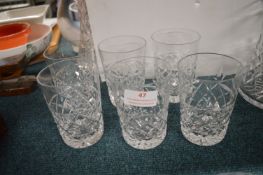 Set of Six Cut Lead Crystal High Ball Glasses