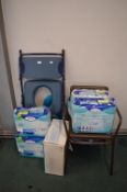 Folding Commode Seat, Six Packs of Tenna Pro Skin Slip Incontinence Pants, etc.