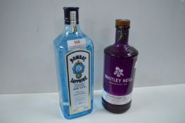 Bombay Sapphire London Dry Gin 1L and Whitley Neill Rhubarb & Ginger Gin 70cl