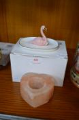 Jones Flamingo Dish and a Rock Crystal Tealight Holder