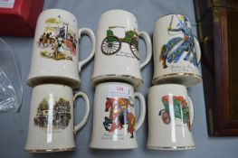 Six Sadler Pottery Tankards