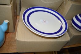 *Four Blue & White Stripe Plates