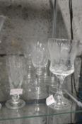 Set of Six Etched Wine Glasses plus Sherry Glasses, etc.