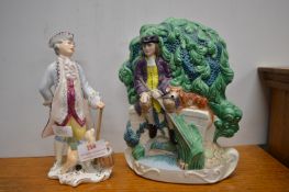 Wedgwood Porcelain Figurine “The Rake”, and a Masons Flatback Figure “Fisherman’s Rest”