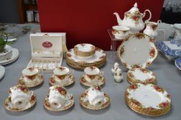Royal Albert Old Country Roses 6pc Tea Settings Including Cased Teaspoons, etc. 40+pcs