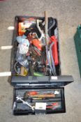 Crate of Assorted Older Tools, Plus Toolbox and Contents