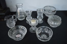 Cut Glass Lead Crystal Rose Bowls and Dishes