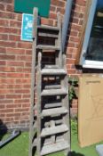 Two Wooden Folding Step Ladders