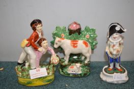 Three Staffordshire Pottery Ornaments