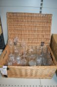 Wicker Picnic Basket Containing Glassware