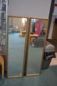 Two Gilt Framed Rectangular Mirror