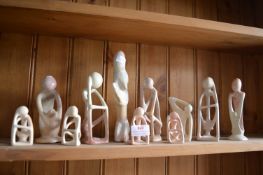 Eleven Carved Soapstone Abstract Figures