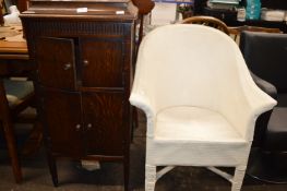 Oak Gramophone Cabinet, and a Wicker Bedroom Chair