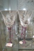 Set of Six Engraved Wine Glasses