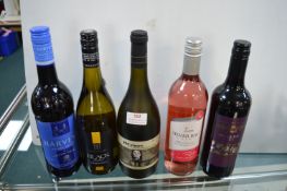 Five Bottles of Assorted Wine and Sherry