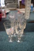 Two Sets of Four Sherry Glasses