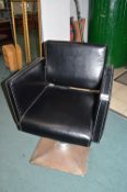 Black Leatherette Gas-Lift Salon Chair