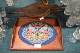 Small Tray with Tapestry Design, and a Pair of Bellows