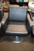 Black Faux Leather Gas-Lift Salon Chair