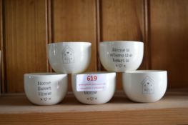 Five Pottery “Home Sweet Home” Tealight Holders