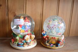 Two Musical Christmas Snow Globes