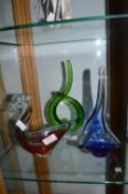 Three Studio Glass Ornaments