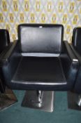 Black Leatherette Gas-Lift Salon Chair
