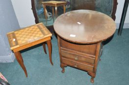 Circular Sewing Table and a Chessboard Table