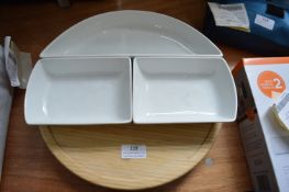 *Bamboo Lazy Susan with Three Ceramic Bowls