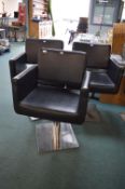 Three Black Faux Leather Gas-Lift Salon Chair