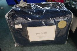 *Paoletti Luxury Embroidered Quilted Blue Velvet King Size Duvet Set