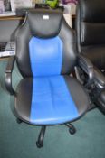 *Blue & Black Gas-Lift Operators Chair with Arms