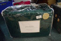 *Paoletti Luxury Embroidered Quilted Green Velvet King Size Duvet Set